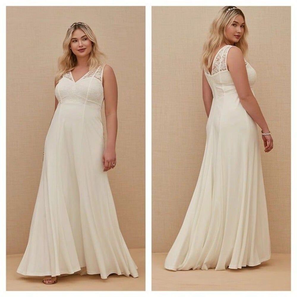 Torrid Ivory Lace Inset Sleeveless Mermaid Wedding Dress Size 14